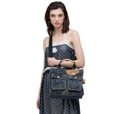 THE DENIM SUEDE MEDIUM CARGO TOTE BAG